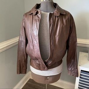 Sea Dream Leather Bomber Jacket with Zip Out Liner